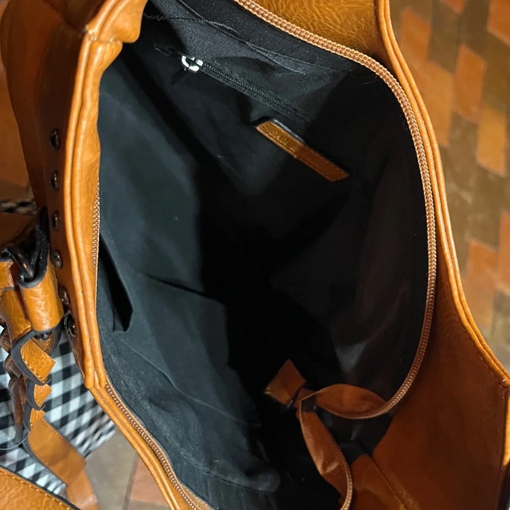 Women’s Tan Shoulder Bag with Braided Straps - Picture 6 of 6